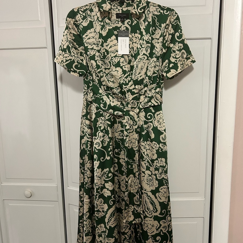 Tahari Faux Wrap Floral Dress